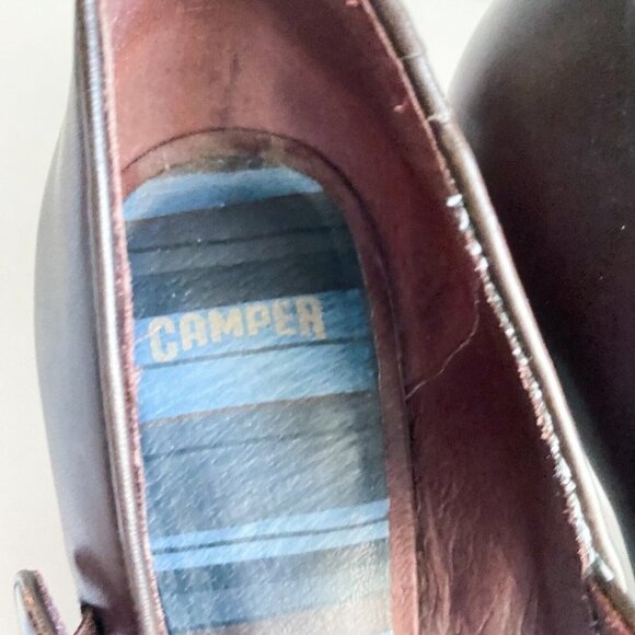 Camper Classic Brown  Leather mid Heel MAry Jane heels 10 - Picture 4 of 9